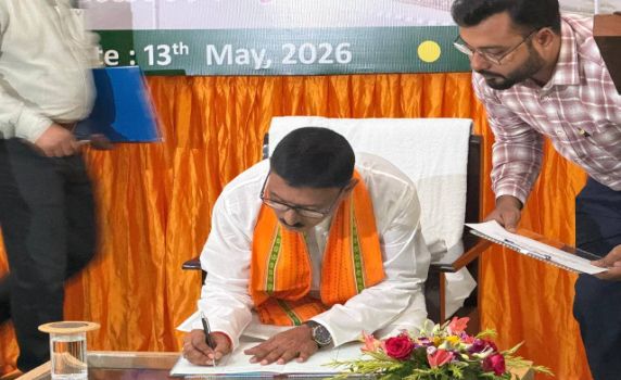 Jahar Chakraborty of Dharmanagar takes oath as Member of Tripura Assembly.